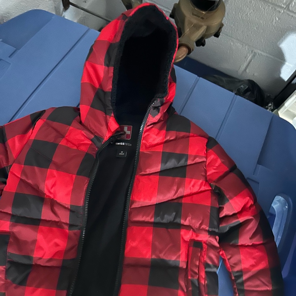 Swiss Tech Red and Black Plaid Jacket
